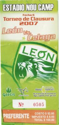 Boleto León vs Celaya, Clausura 2007