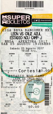 Boleto León vs Cruz Azul, Apertura 2017