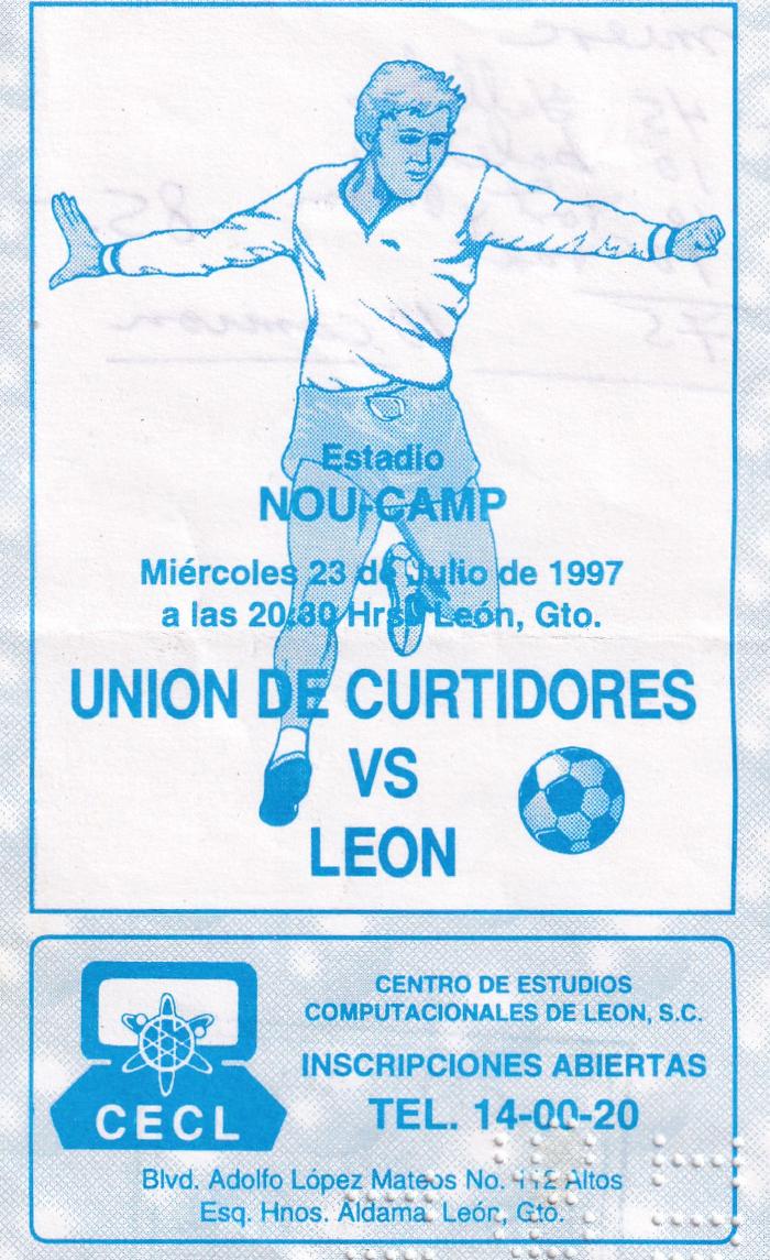 Boleto Unión de Curtidores vs León, 1997