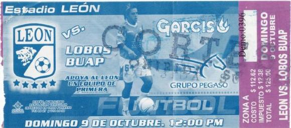 Boleto León vs Lobos BUAP, Apertura 2005