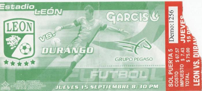 Boleto León vs Durango, Apertura 2005