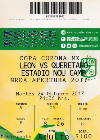 Boleto León vs Querétaro, Copa Corona MX Apertura 2017