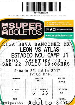 Boleto León vs Atlas, Apertura 2017