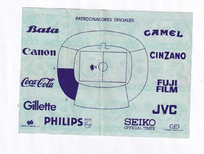 Boleto para Juego 1 en el estadio León, México 86