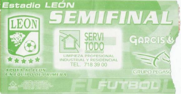 Boleto León vs Cruz Azul Oaxaca, semifinal Apertura 2005
