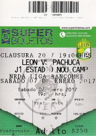 Boleto León vs Pachuca, Clausura 2017