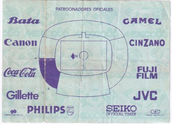 Boleto para Juego 2 en el estadio León, México 86
