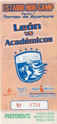 Boleto León vs Académicos, Apertura 2007