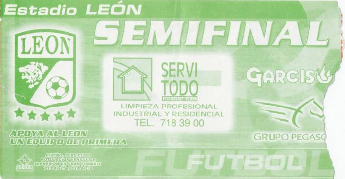 Boleto León vs Cruz Azul Oaxaca, semifinal Apertura 2005