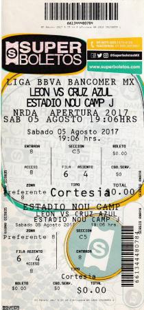 Boleto León vs Cruz Azul, Apertura 2017