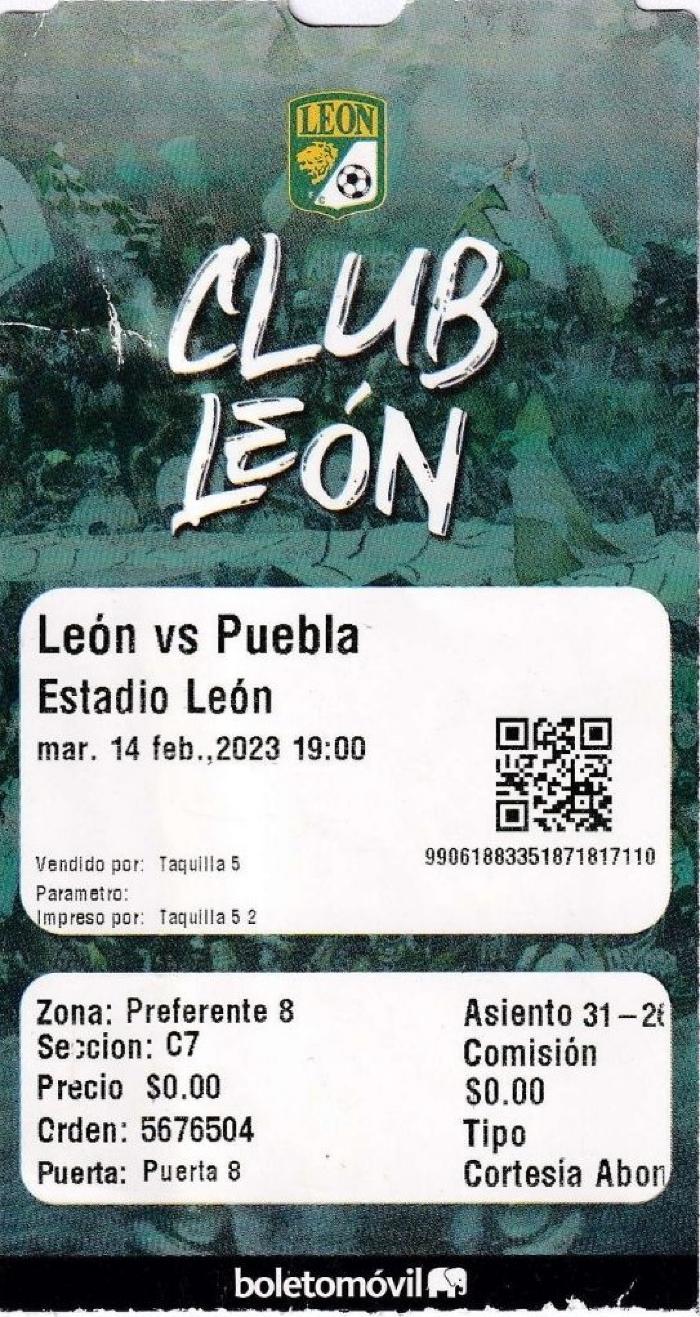 Boleto León vs Puebla, Clausura 2023