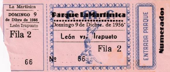 Boleto León vs Irapuato, 1956