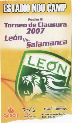 Boleto León vs Salamanca, Clausura 2007