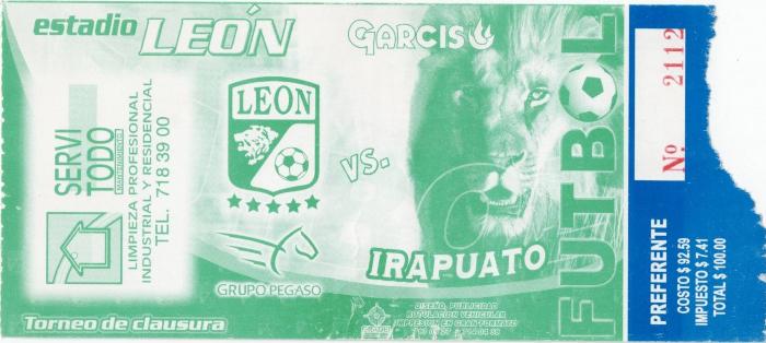 Boleto León vs Irapuato, Clausura 2006