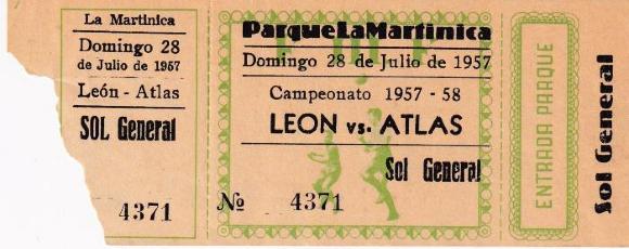 Boleto León vs Atlas, 1957