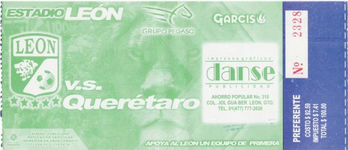 Boleto León vs Querétaro, Clausura 2006