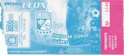 Boleto León vs Indios de Ciudad Juárez, Clausura 2006