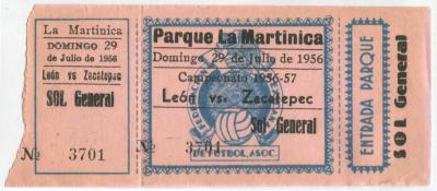 Boleto León vs Zacatepec, 1956