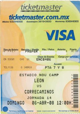 Boleto León vs Correcaminos, Clausura 2008