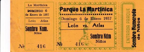 Boleto León vs Atlas en La Martinica, 1957