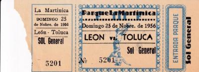 Boleto León vs Toluca, 1956