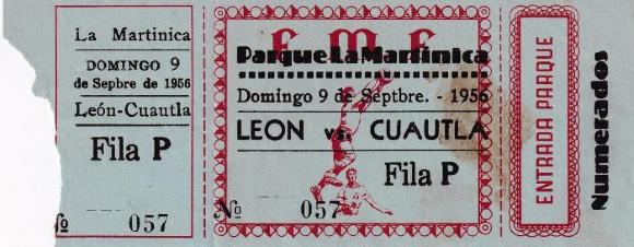 Boleto León vs Cuautla, 1956