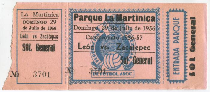 Boleto León vs Zacatepec, 1956