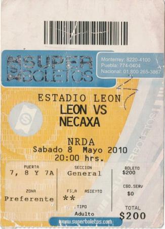 Boleto León vs Necaxa, Final Bicentenario 2010
