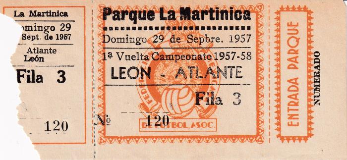 Boleto León vs Atlante, 1957