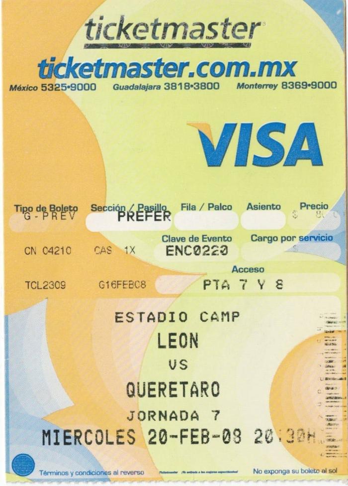 Boleto León vs Querétaro, Clausura 2008