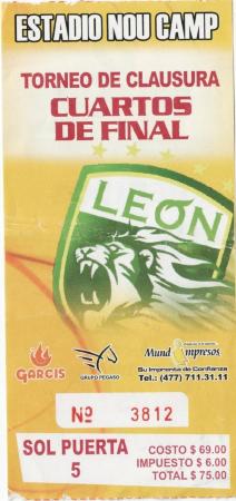 Boleto León vs Cruz Azul Hidalgo, cuartos de final del Clausura 2007