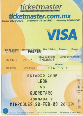 Boleto León vs Querétaro, Clausura 2008