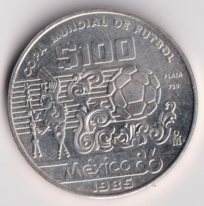Moneda conmemorativa de 100 pesos, México 86