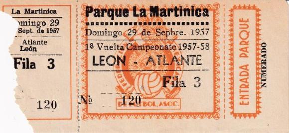 Boleto León vs Atlante, 1957