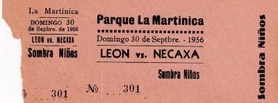 Boleto León vs Necaxa, 1956