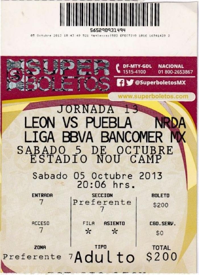 Boleto León vs Puebla, Apertura 2013