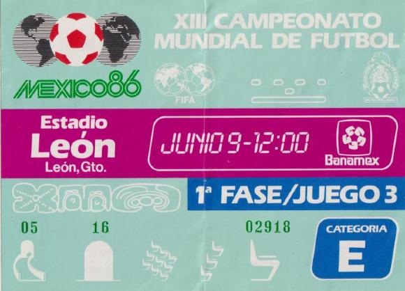 Boleto Francia vs Hungría en el Estadio León, México 86