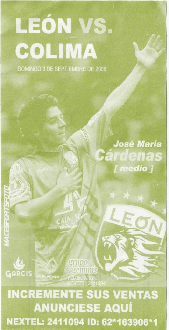 Boleto León vs Colima, Apertura 2006