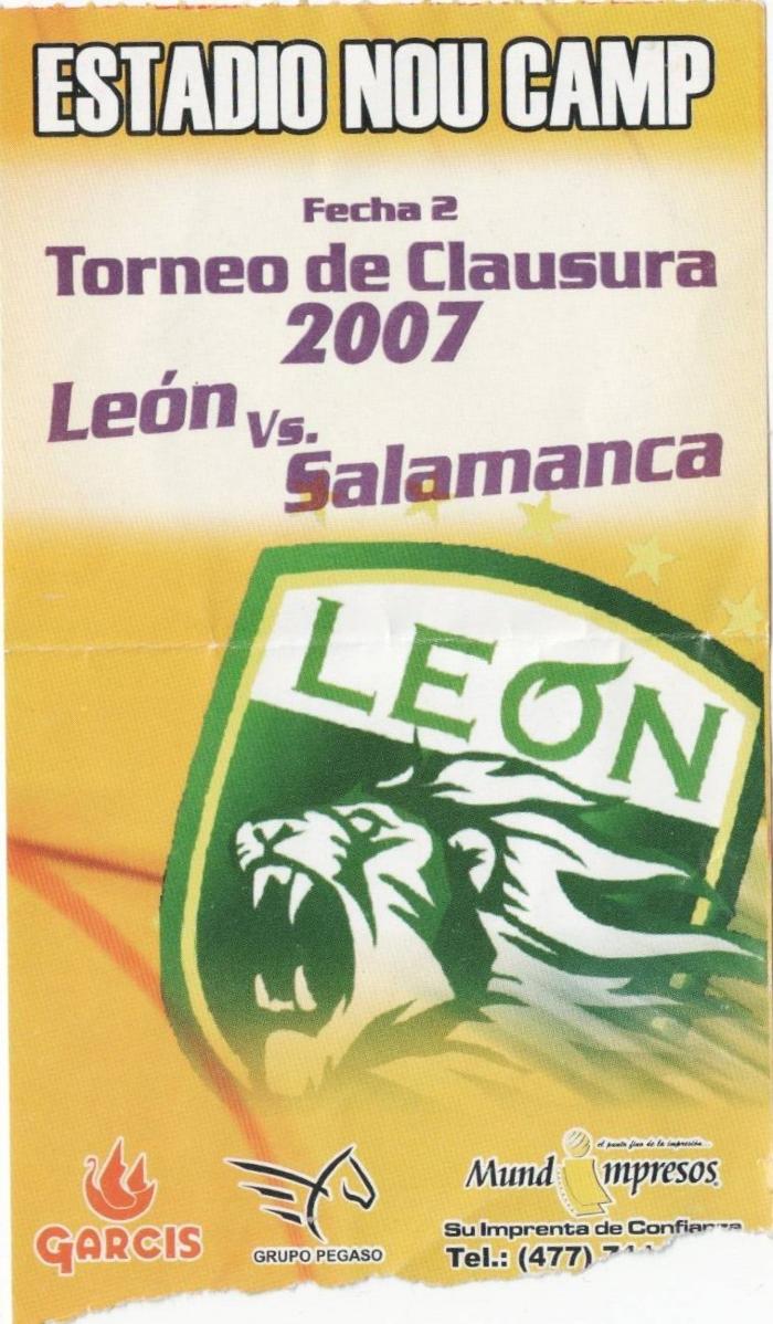 Boleto León vs Salamanca, Clausura 2007
