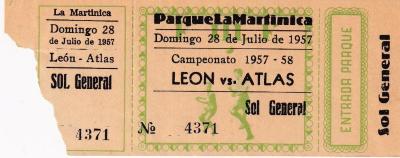 Boleto León vs Atlas, 1957