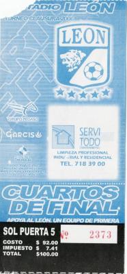 Boleto León vs Cruz Azul Oaxaca, cuartos de final Clausura 2006