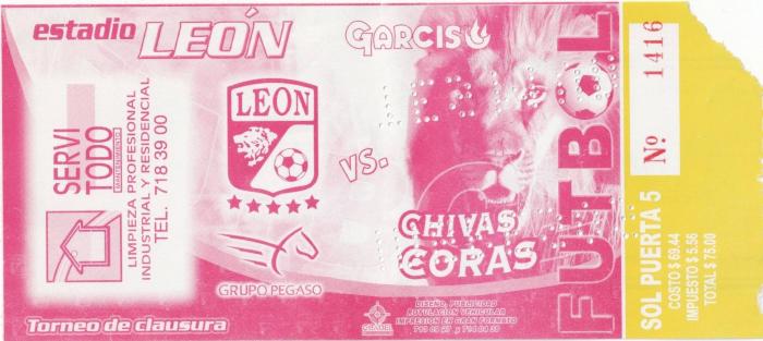 Boleto León vs Chivas Coras, Clausura 2006