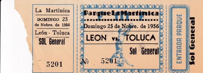 Boleto León vs Toluca, 1956