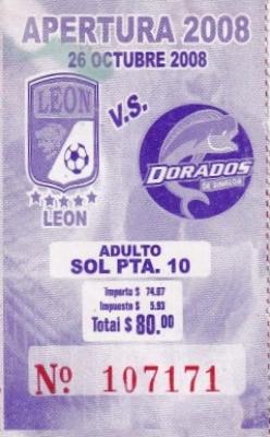 Boleto León vs Dorados, Apertura 2008