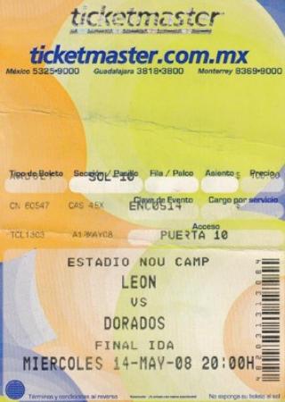  Boleto León vs Dorado, final del Clausura 2008