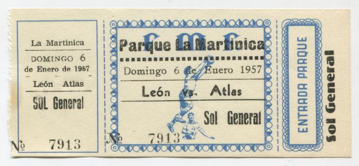 Boleto León vs Atlas Sol General, 1957