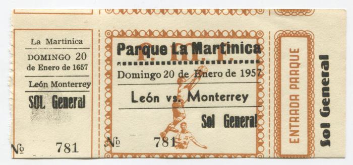 Boleto León vs Monterrey, 1957