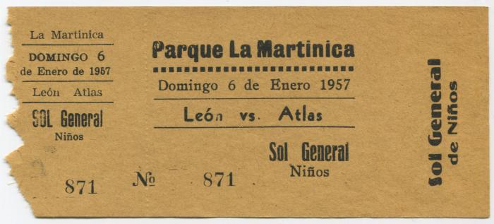 Boleto León vs Atlas Niños, 1957