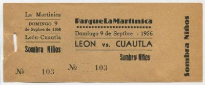 Boleto León vs Cuautla en La Martinica, 1956