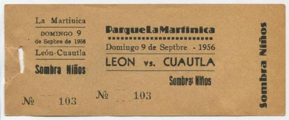 Boleto León vs Cuautla en La Martinica, 1956